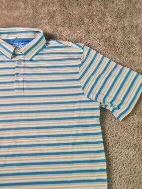 Straight Down Golf Polo Mens XL Striped Country Club Activewear Stretch G386